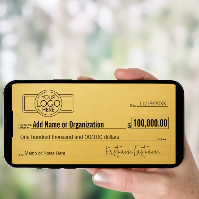 Giant Blank Check for Sweepstakes, Awards, Charity Poster (Front Digital)