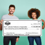 Giant Blank Check for Sweepstakes & Awards Poster<br><div class="desc">(CHECK ACCOUNT NUMBERS ARE FALSE)  1) Upload your logo (USE A .PNG FILE). 2) Fill in all of the text information. 3) Choose a poster size and stock.</div>
