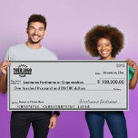 Giant Blank Check for Sweepstakes & Awards Poster<br><div class="desc">(CHECK ACCOUNT NUMBERS ARE FALSE) 1) Upload your logo (USE A .PNG FILE). 2) Fill in all of the text information. 3) Choose a poster size and stock.</div>