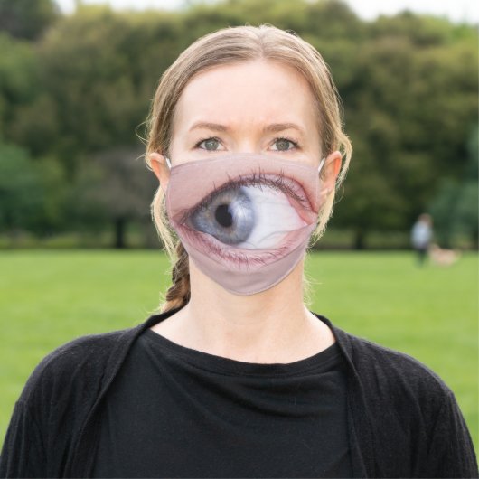 Giant Blue Eyeball Adult Cloth Face Mask (Outside)