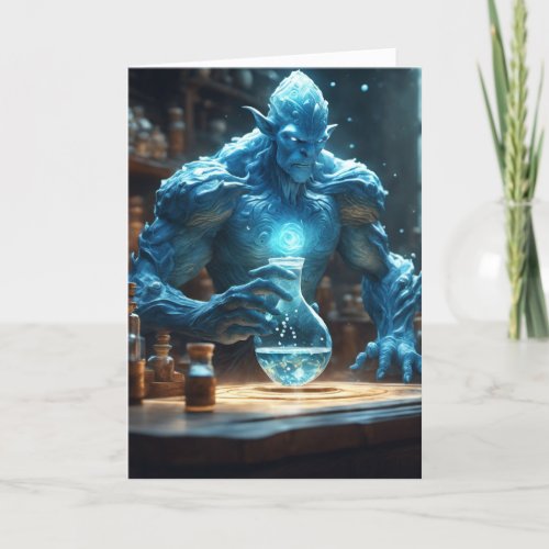 Giant Blue Ghoul Halloween Holiday Card