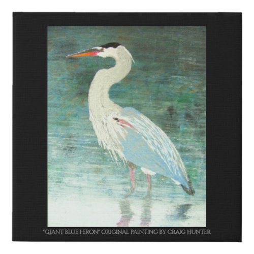 Giant blue heron faux canvas print