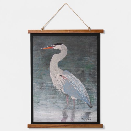 Giant Blue Heron patients Hanging Tapestry