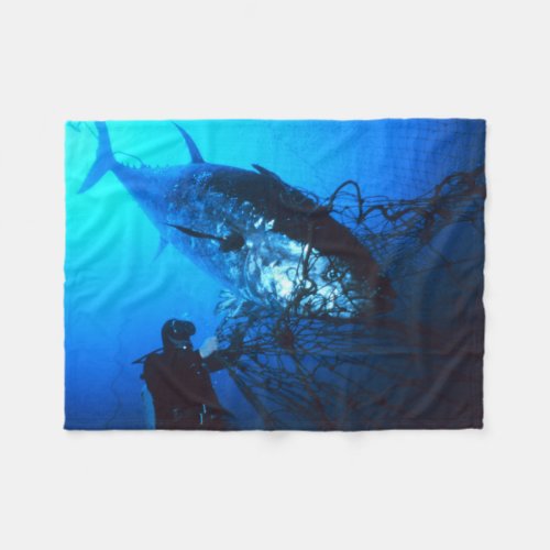 Giant Bluefin Tuna Caught in a Net Fleece Blanket