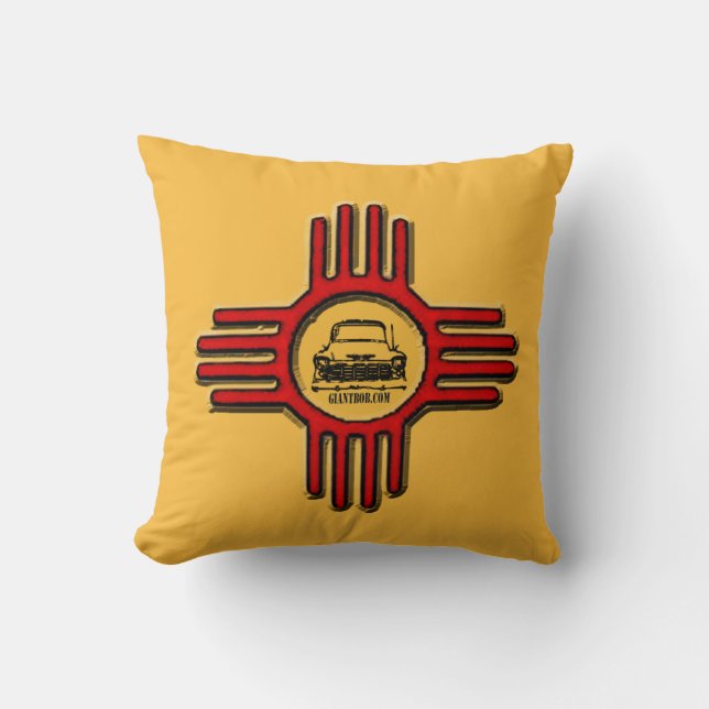 Giant Bob Zia Front / Zia Rising Back Throw Pillow (Front)