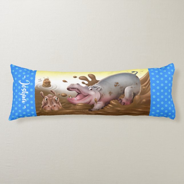 Giant body cushion Hippos in mud (Front)