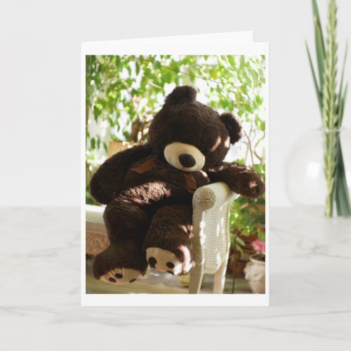 Giant Brown Teddy Bear at Leisure in Paradise Card