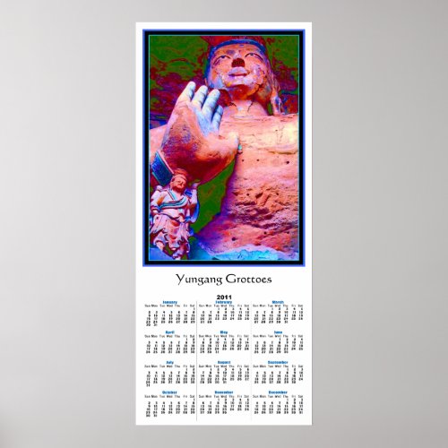 Giant Buddha Yungang Grottoes 2011 Wall Calendar Poster