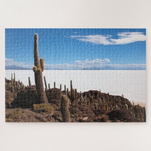 Giant cactus at the Salar de Uyuni in Bolivia Jigsaw Puzzle