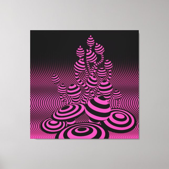 Giant Canvas Neon Fuchsia Magic Mushrooms 1m sq. (Front)