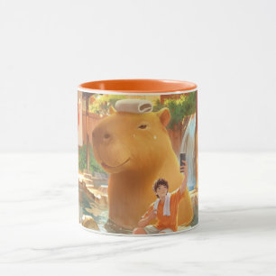 Giant Capybara – Hot Spring Illustration Mug