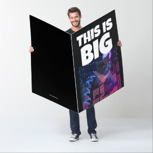 GIANT CAT TAKES NEW YORK CITY HUGE FUNNY GREETING CARD