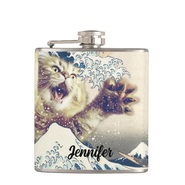 Giant Cat Wave – The Great Wave off Kanagawa       Flask (Front)