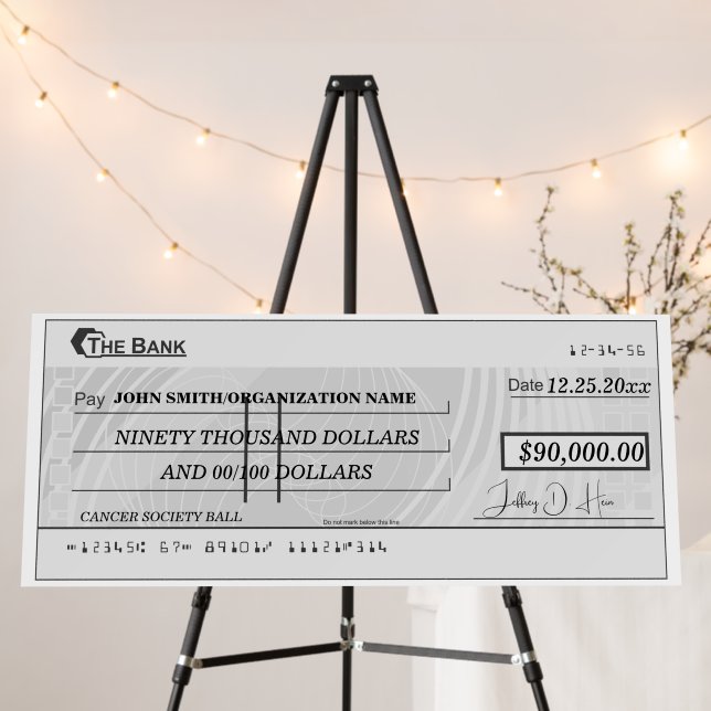  Giant Charity Blank Check Retro International Foam Board (In Situ (Stand))