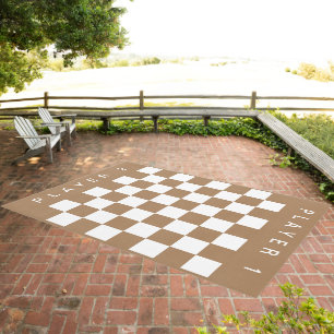 Giant Checkerboard Game Rug Brown & White squares