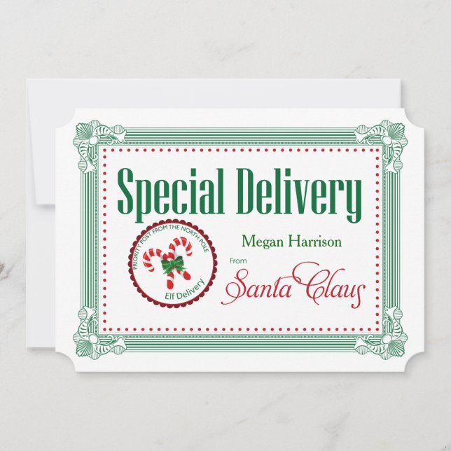 Giant Christmas Special Delivery Custom Gift Tag (Front)