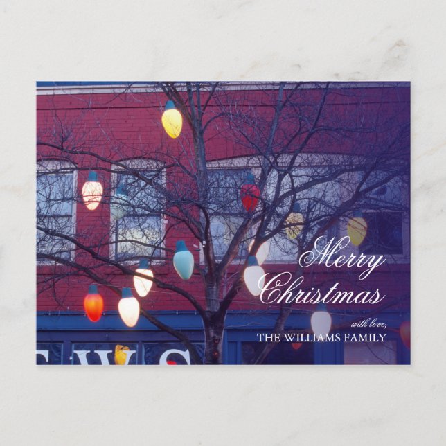 Giant Christmas Tree Lights in Seattle Holiday Postcard (Front)