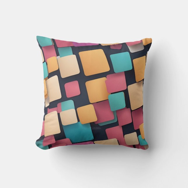 Giant colorful squares throw pillow (Front)