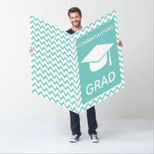 Giant Congratulations Grad Aqua Chevron Card