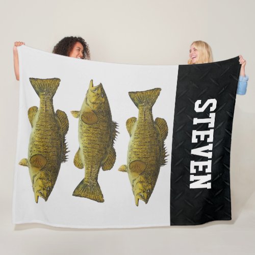 Giant Cozy Smallmouth Bass Fishing Mens Name Fleece Blanket