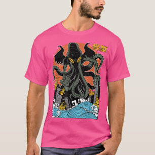 Giant Cthulhu Sunset Japanese  T-Shirt