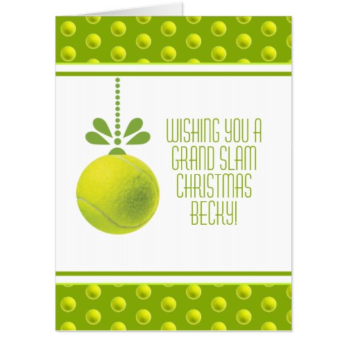 Giant custom text  green Tennis bauble Christmas Card