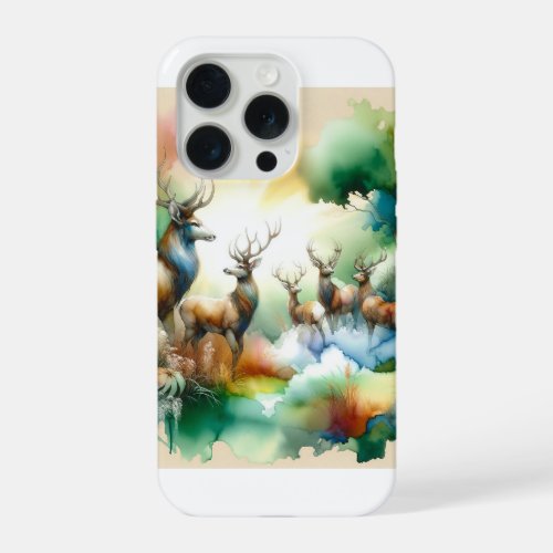 Giant Deer in Harmony 060624AREF124 _ Watercolor iPhone 15 Pro Case