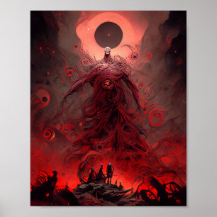 Giant Demon Creature Dark Fantasy Horror Poster