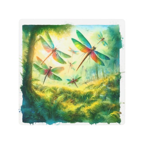 Giant Dragonflies in Ancient Forest REF29 _ Waterc Metal Print