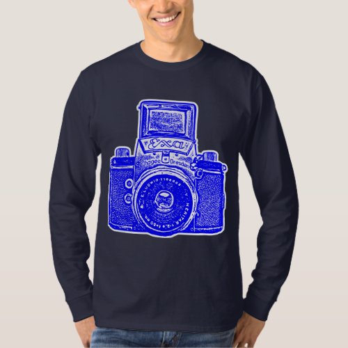 Giant East German Camera _ Blue and White T_Shirt
