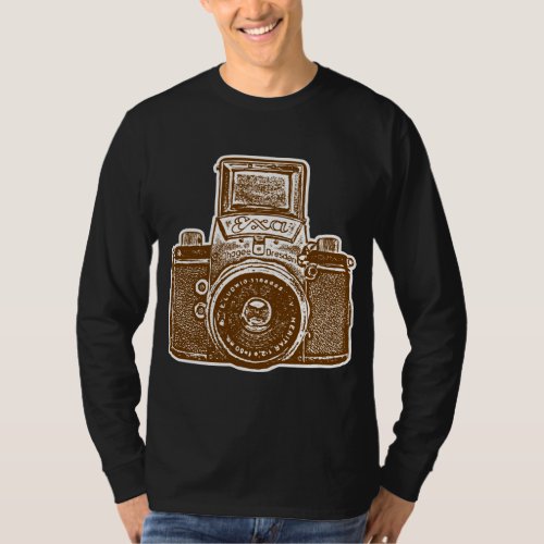 Giant East German Camera _ Brown and White T_Shirt