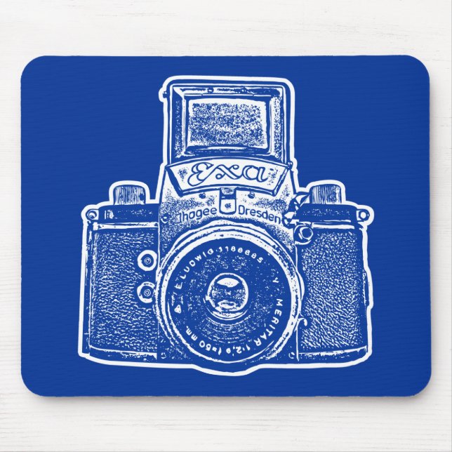 Giant East German Camera - Dark Blue and White Mouse Pad (Front)