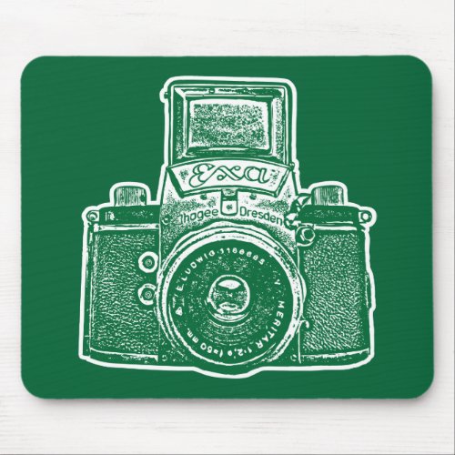Giant East German Camera _ Forest Green and White Mouse Pad