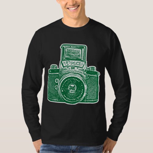 Giant East German Camera _ Forest Green and White T_Shirt