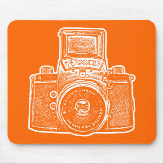 Giant East German Camera - Orange and White Mouse Pad