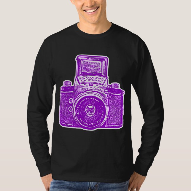 Giant East German Camera - Purple and White T-Shirt (Front)