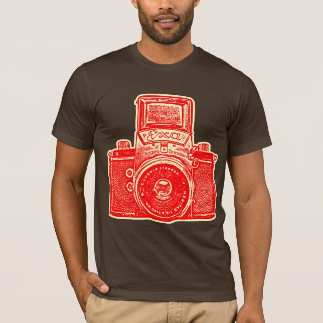 Giant East German Camera - Red and Cream T-Shirt (Front)