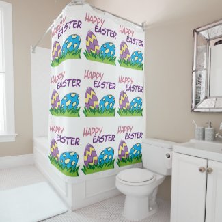 Giant Easter Eggs Happy Easter Shower Curtain