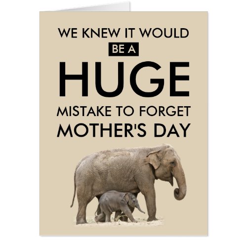 Giant Elephant themed Mothers Day add photo Card