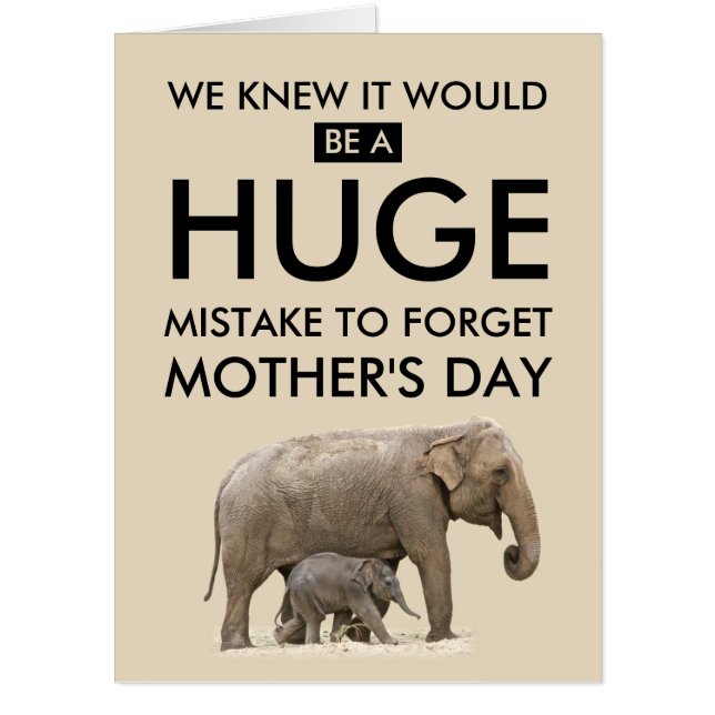 Giant Elephant themed Mother's Day add photo Card (Front)