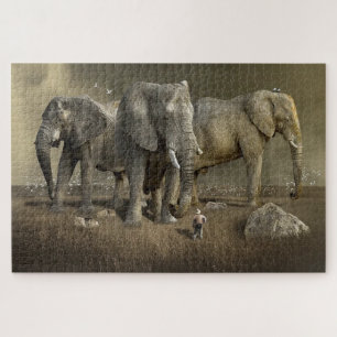 Giant elephants photo jigsaw puzzle