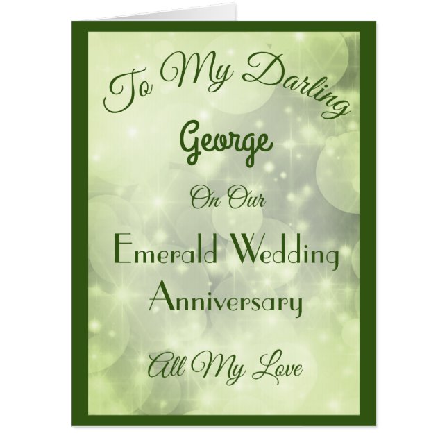 Giant Emerald Anniversary Husband Greeting Card. Card (Front)