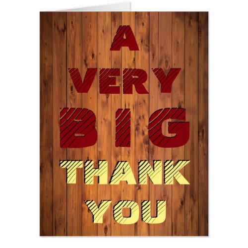Giant Faux Cherry Wood Simulated Carved Thank You Card