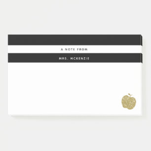 Giant Faux Gold Glitter Apple Teacher Sticky Notes