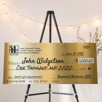 Giant faux presentation check charity bonus prize foam board