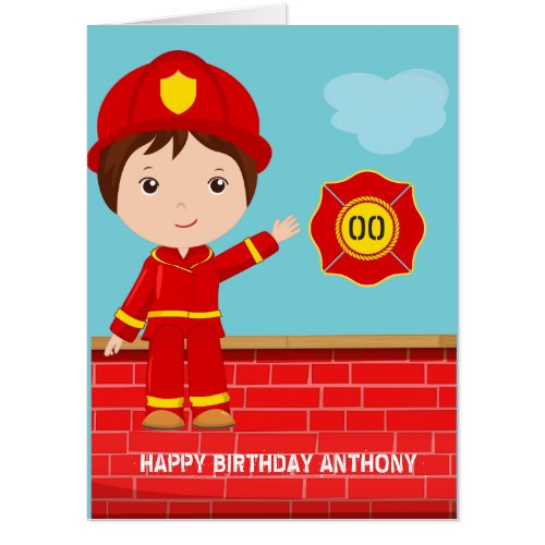 Giant Firefighter themed Birthday Party add photo Card