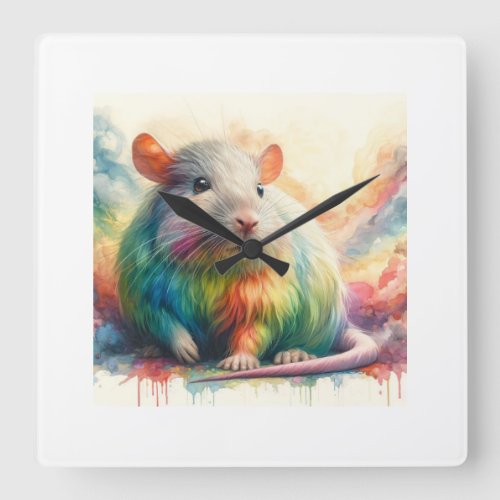 Giant Flores Rat AREF763 _ Watercolor Square Wall Clock