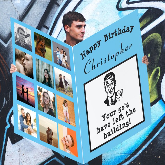 Giant Funny Retro Photo Template Birthday Card (Creator Uploaded)