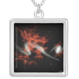 Giant galactic blobs silver plated necklace