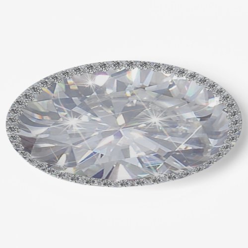 Giant Gemstone Diamond Jewel Solitaire Paper Plates